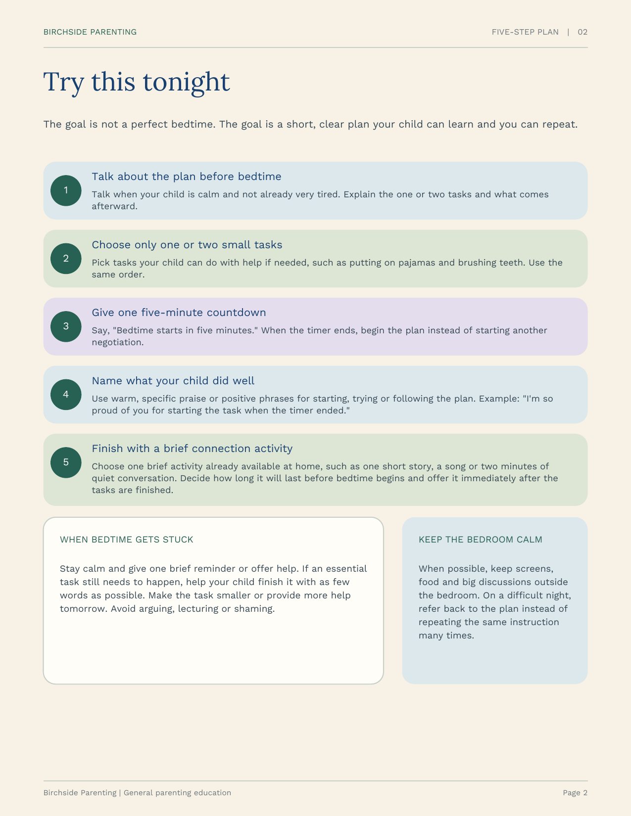 Preview of page 2 of the Bedtime Reset Free Quick Start