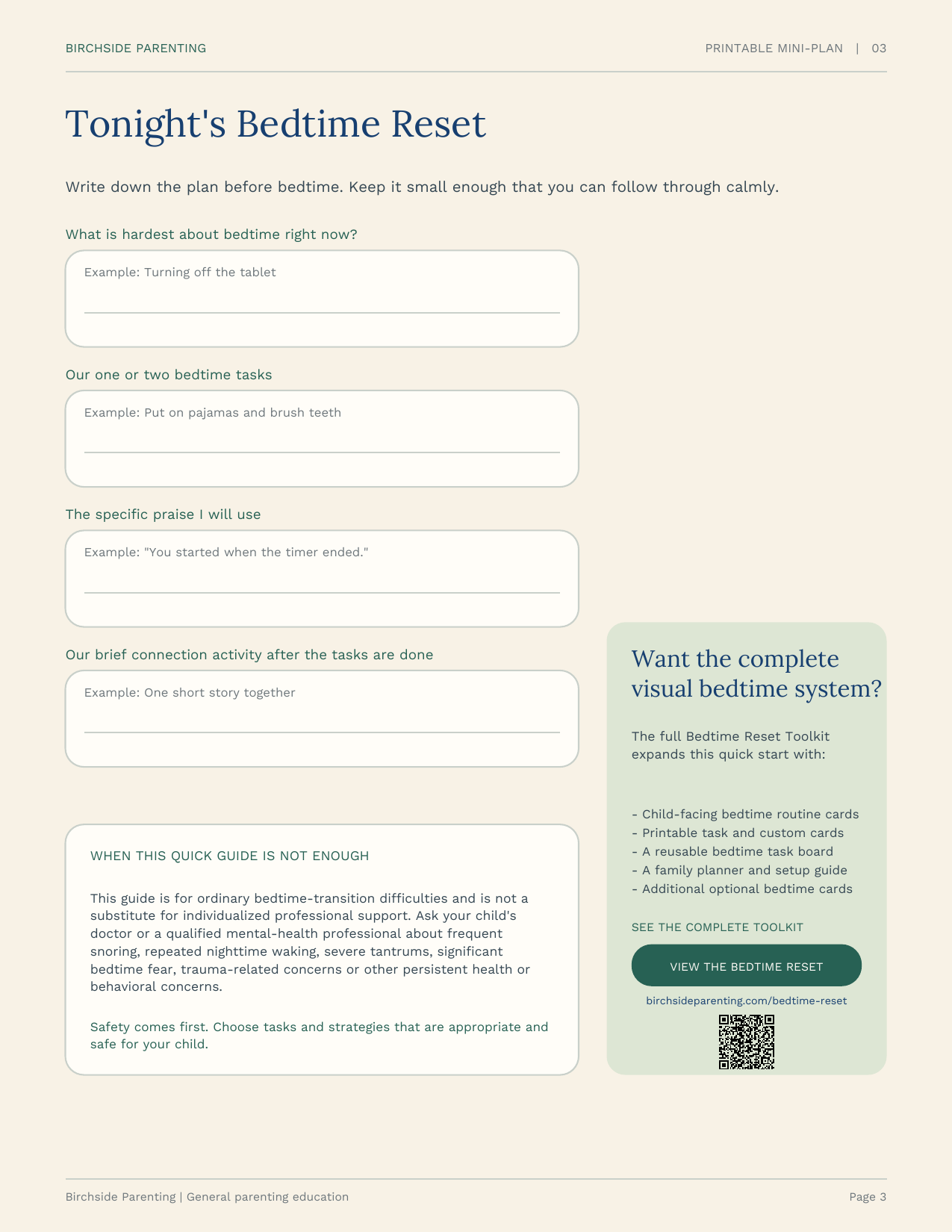 Preview of page 3 of the Bedtime Reset Free Quick Start