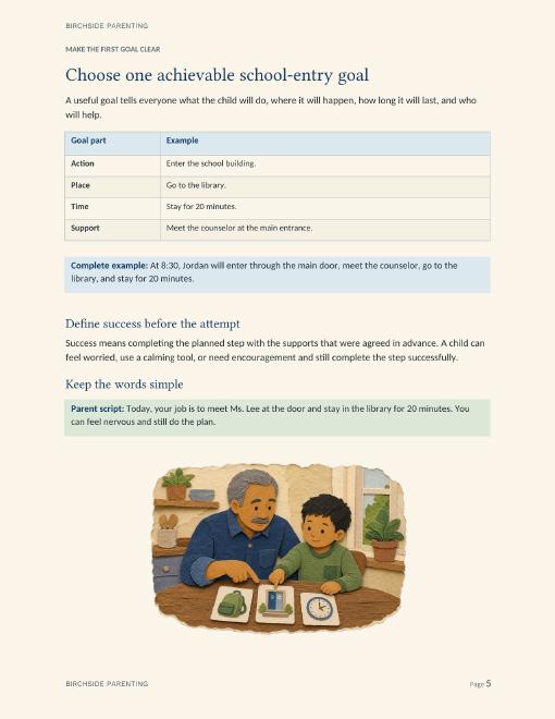 Low-resolution preview of the Back-to-School Reset goal-planning page