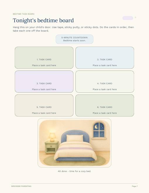 Low-resolution preview of the Bedtime Reset bedtime board