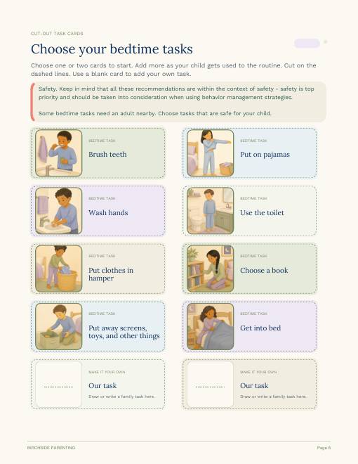 Low-resolution preview of the Bedtime Reset picture task cards
